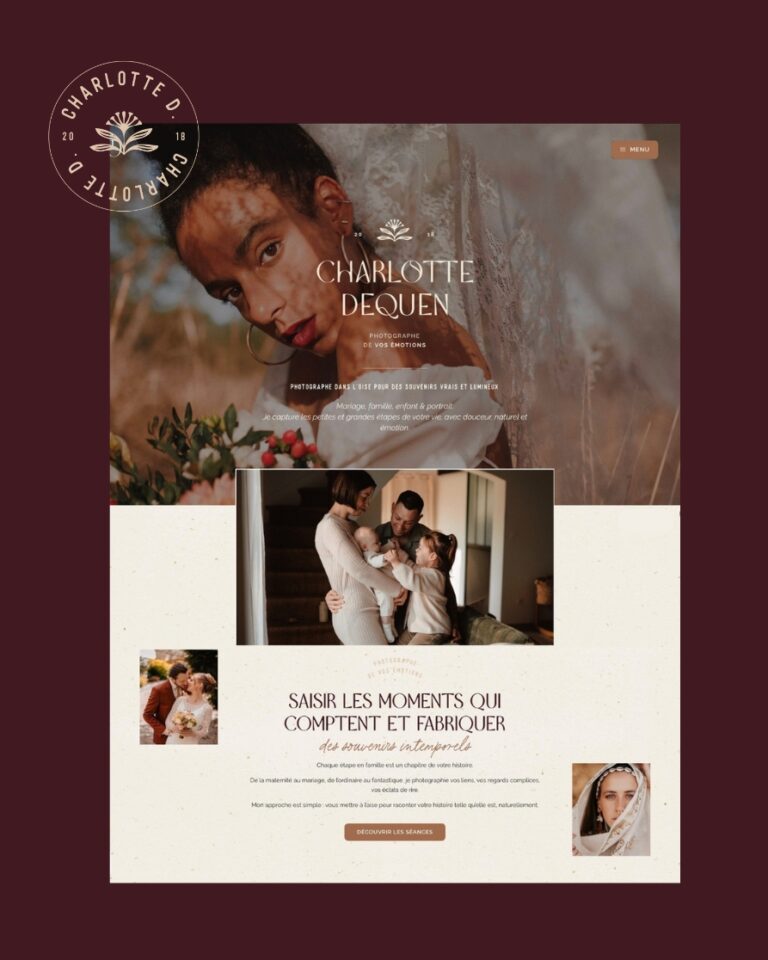Création site internet pour femme photographe haut de gamme